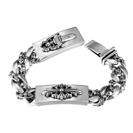 Chrome Hearts DOUBLE ID FANCY LINK BRACELET